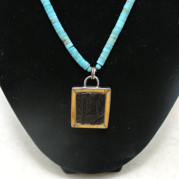 Vintage Sterling Peyote Bird Turquoise Necklace - Picture 2 of 9